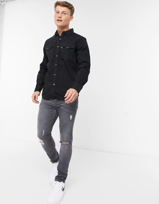 Levi's - Barstow - Chemise en jean style western classique à effet marbré - Délavage noir brut, 4 de 4