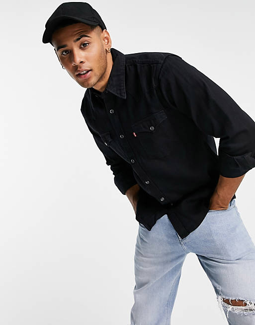 Levi's barstow denim shirt in black with pockets | ASOS