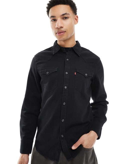 Levi's barstow denim shirt in black with pockets | ASOS