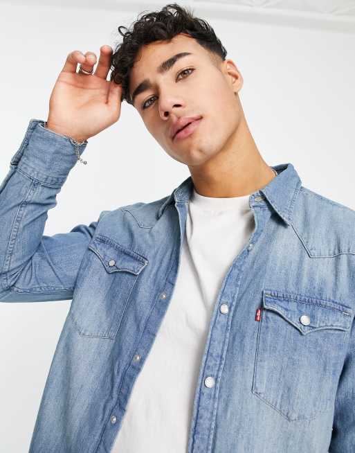 Levis light outlet blue denim shirt