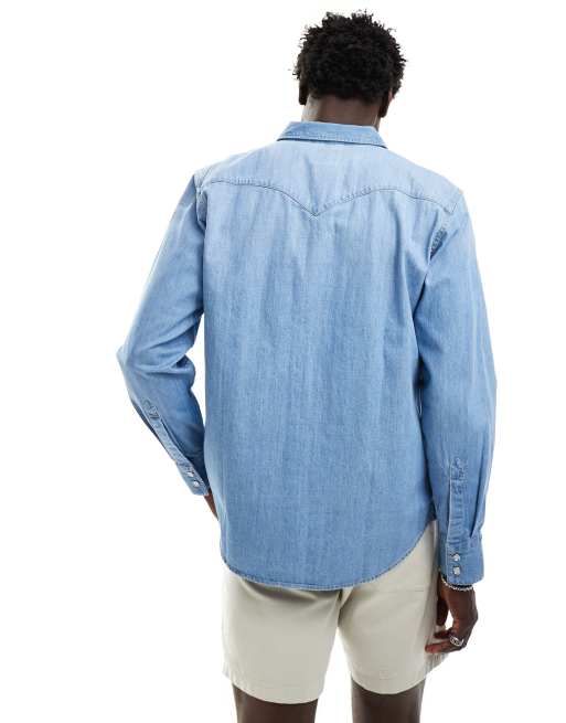 Levi's – Barstow – Jasnoniebieska jeansowa koszula w kowbojskim stylu, 3 z 4