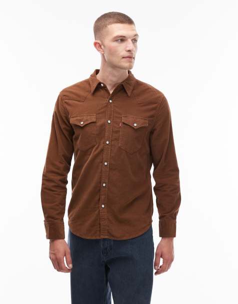 Levi's barstow western standard cord shirt in tan