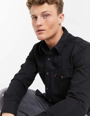 Levi's - Barstow - Standard cowboyskjorte i forvasket sort marmor