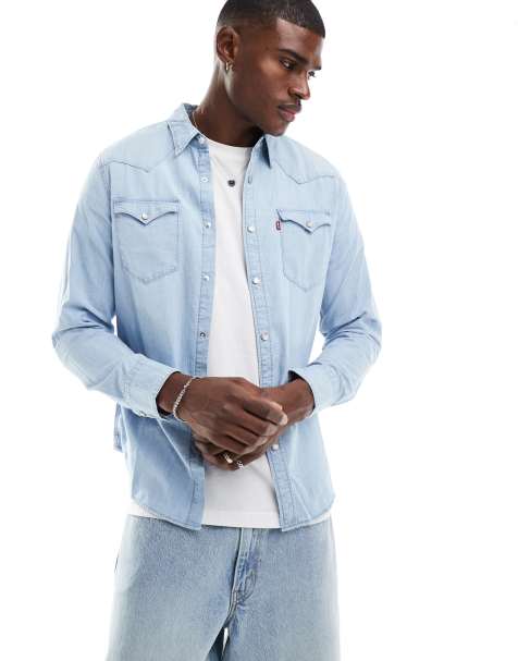Levi's Barstow western chambray denim shirt regular fit in light wash - view 1