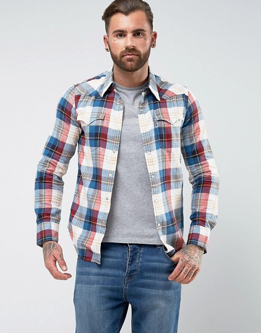 Levis Barstow Western Check Shirt Cherry Bomb