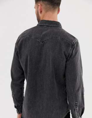 black levis denim shirt