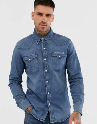 levi's barstow western denim shirt indigo