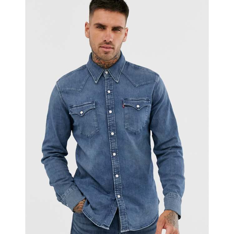 Levi's barstow western denim shirt in bruised indigo mid wash | ASOS