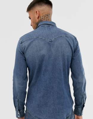 levis barstow western shirt bruised indigo