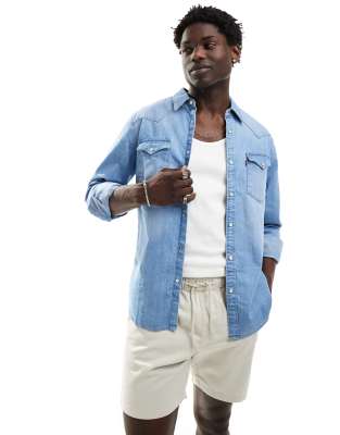 Levi's Barstow Western Denim Shirt In Light Blue