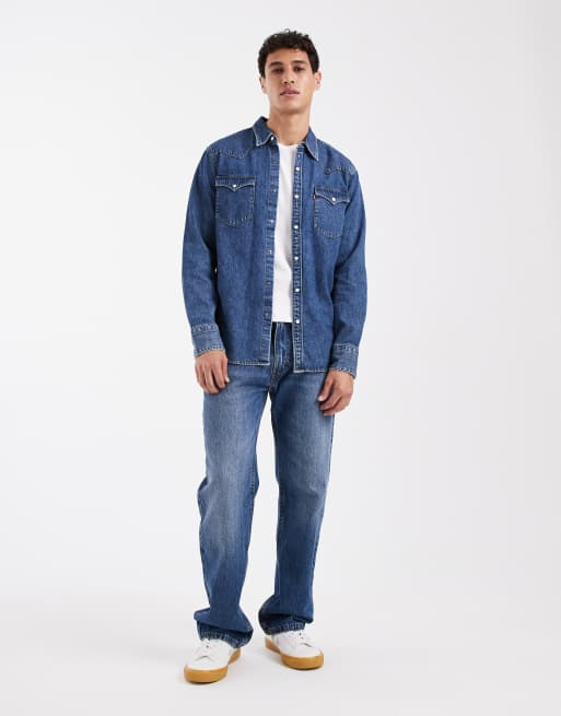 Levi's Barstow western denim shirt in mid blue, 2 of 5