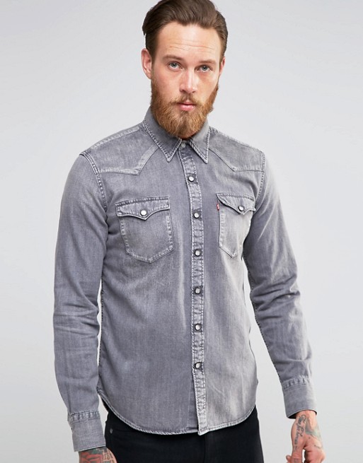 Levis | Levi's Barstow Western Denim Shirt Mid Grey