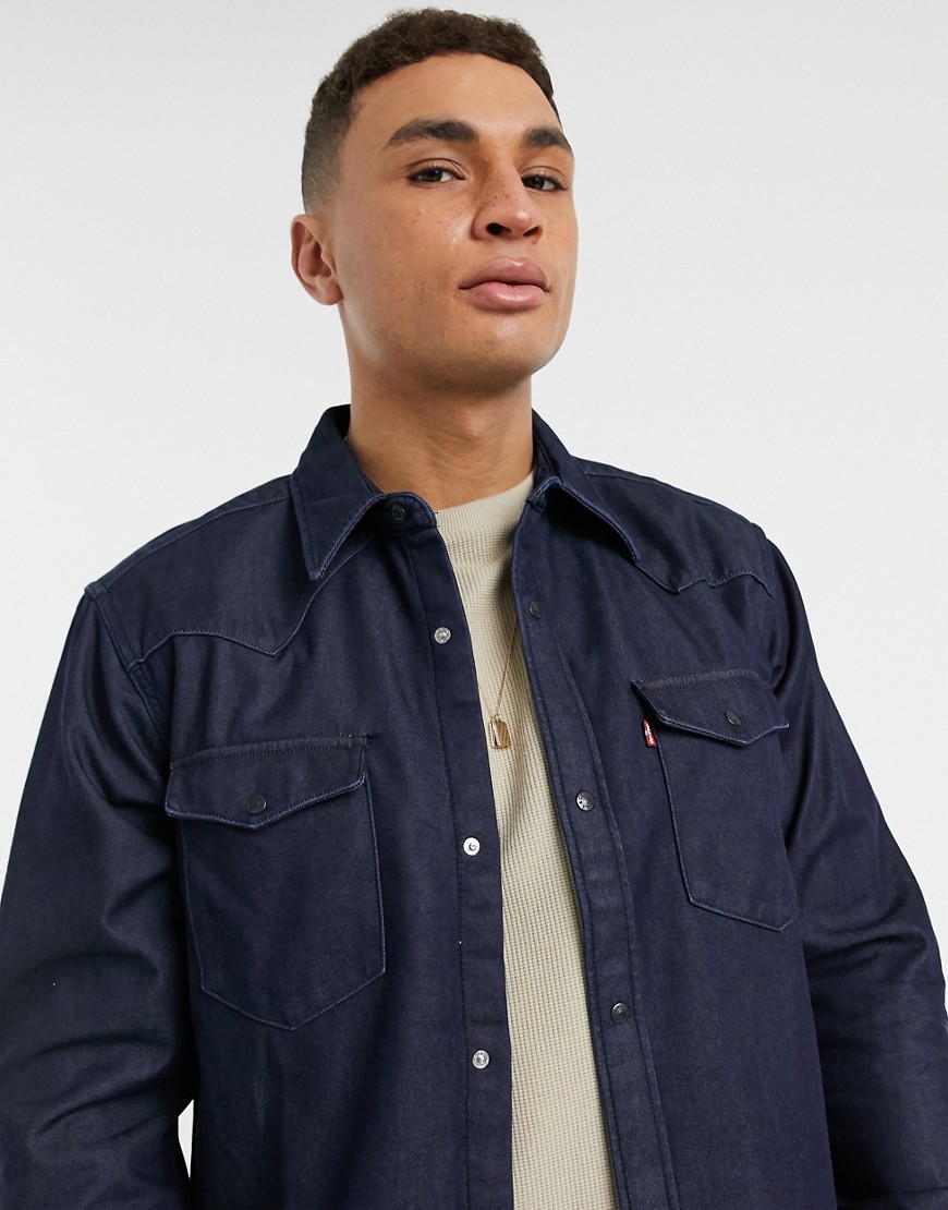 Levi's Barstow western relaxed fit denim shirt in bonded denim rinse-Blue