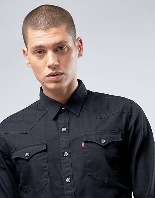 money transfer Without Very angry Levi's barstow western shirt black wash | ASOS