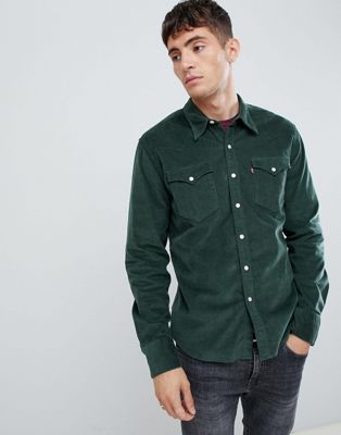 dark green denim shirt