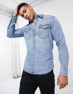 levi's barstow western shirt blue