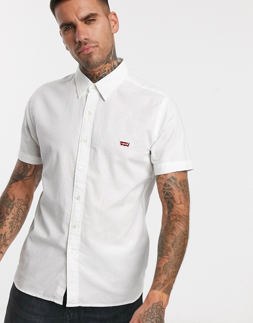 Levi's - Battery - Camicia a maniche corte bianca con logo batwing piccolo-Bianco