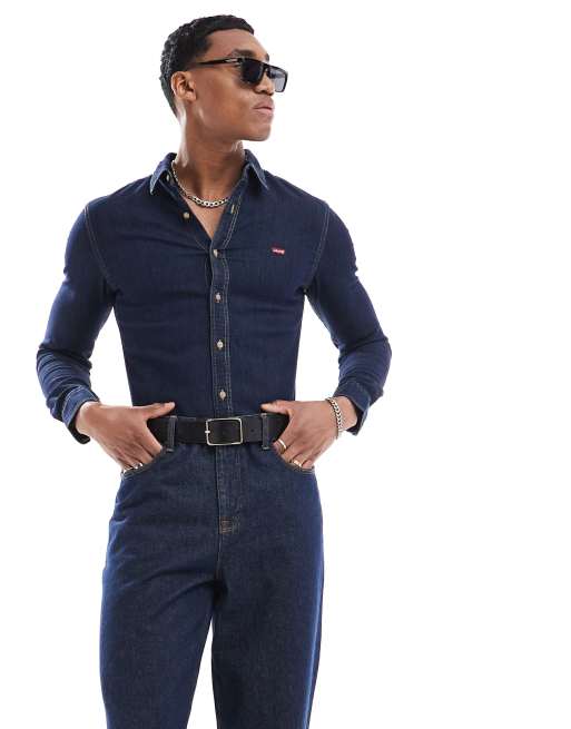 Levi's – Battery – Dopasowana granatowa koszula jeansowa z tkaniny chambray z logo batwing