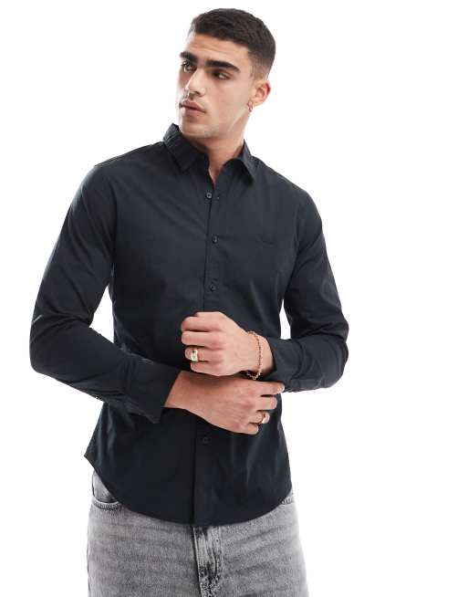 Levi's - Battery - Slim-fit poplin overhemd met vleermuislogo in zwart