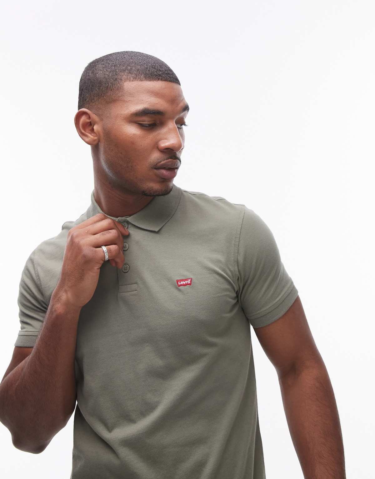 Levi's batwing jersey polo in mid green