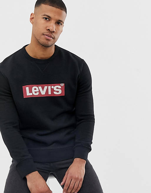 Levi's batwing logo crewneck sweatshirt in black | ASOS