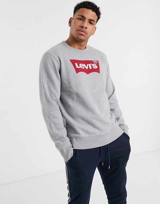 Levi's batwing logo crewneck sweatshirt in mid grey marl