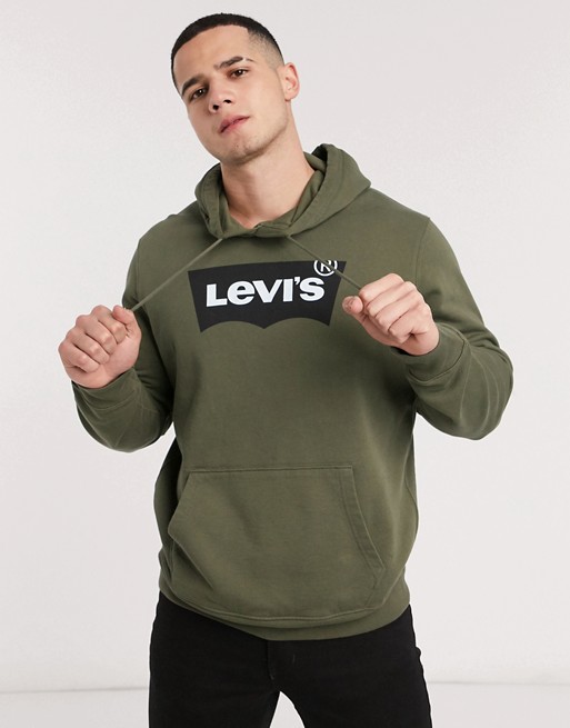 Levi's batwing logo hoodie in olive green