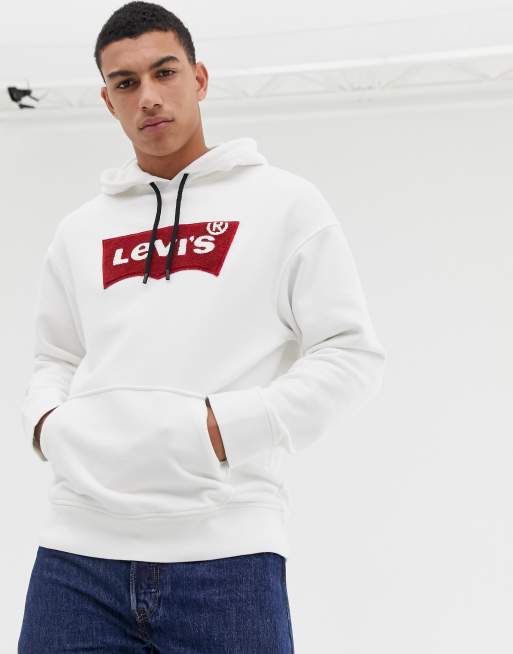 Levi s batwing logo hoodie in white ASOS