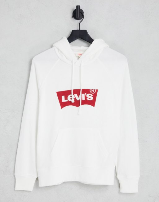 Levi s batwing logo hoodie in white ASOS