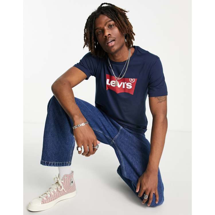 Navy blue deals levis t shirt