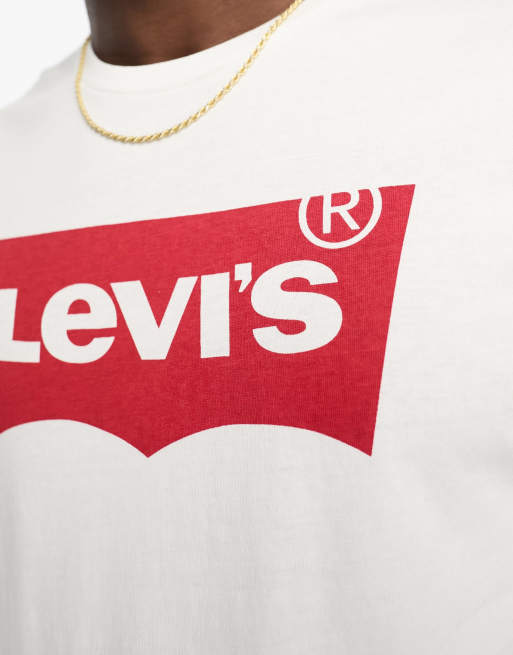 Levi's white t shirt red outlet logo