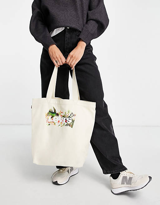 Levi's batwing tote bag in floral ecru