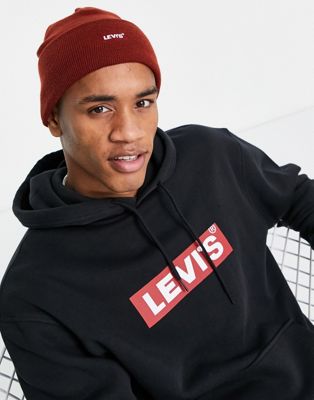 Levi's beanie in red with box tab logo