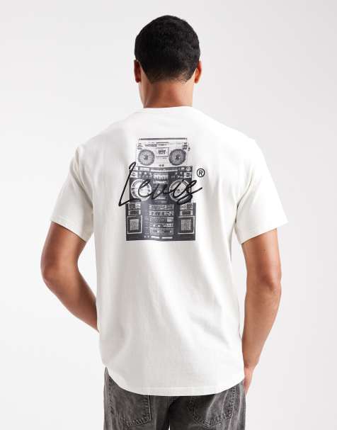 Levi's – Beige, avslappnad t-shirt med Boombox-tryck baktill - view 1