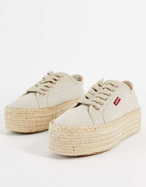 Levi's – Beige espadriller med platåsula