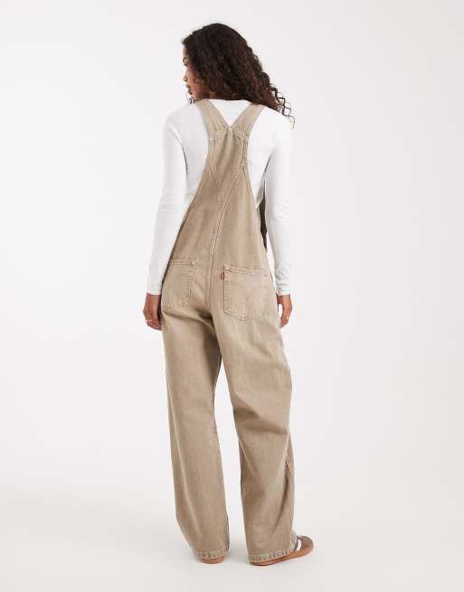 Levi's - Beige posede overalls i denim, 4 af 4