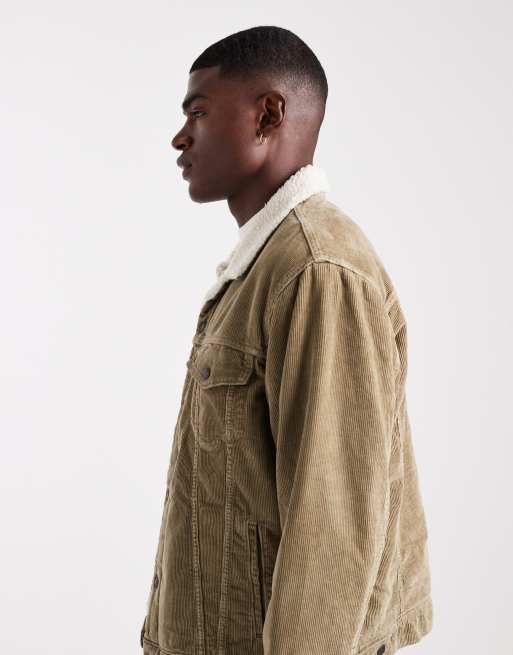 Levi's – Beige truckerjacka i manchester och sherpa-material med avslappnad passform, 3 av 5