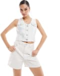 [Levi's] Levi's Bella denim corset singlet in bleach wash blue L Bleach wash blue