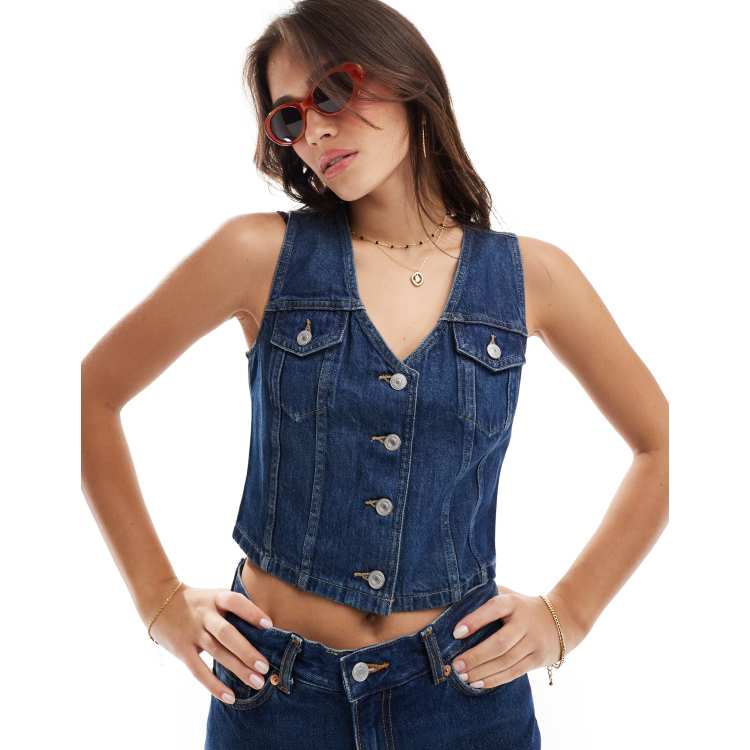 売れ筋商品|||リーバイス カットソー トップス レディース Premium Women's Bella Cotton Denim Corset Vest Luminary Vest Bella Denim Corset Top - Dark Wash | Levi's® US
