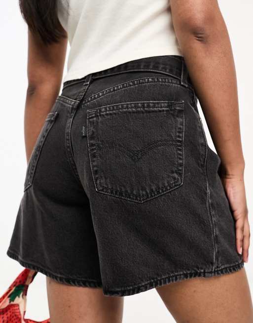 Levi's belted denim shorts in black wash