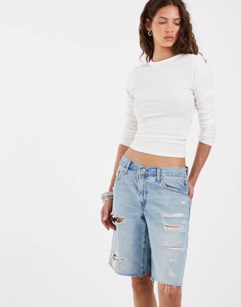 Levi's - Bermuda dad en jean coupe baggy effet usé - Bleu délavé - view 1