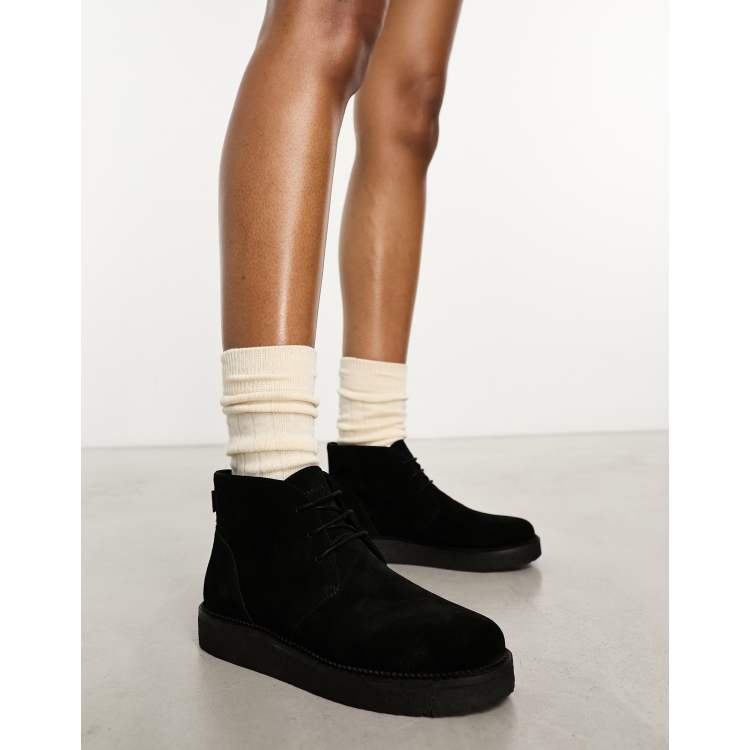 Levi s Bern desert boot in black suede with red tab logo ASOS