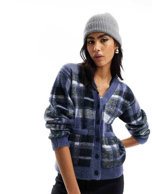 Levi s Betty fluffy cardigan in blue check