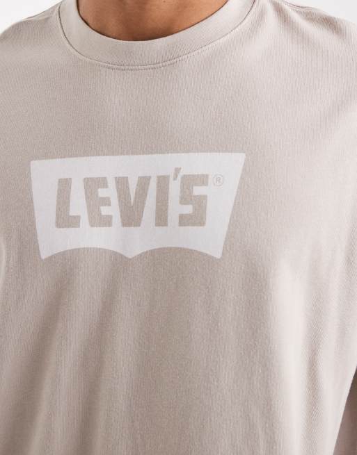 Levi's – Beżowy T-shirt oversize z rękawami do łokcia i logo batwing, 5 z 5