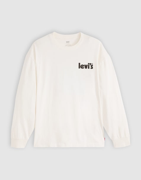 Levi's – Beżowy T-shirt z długimi rękawami i nadrukiem z napisem „Off Beets” na plecach - view 1