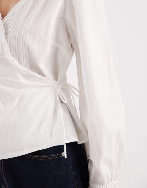 Levi's – Biała kopertowa bluzka w stylu boho, 3 z 4