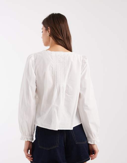 Levi's – Biała kopertowa bluzka w stylu boho, 4 z 4