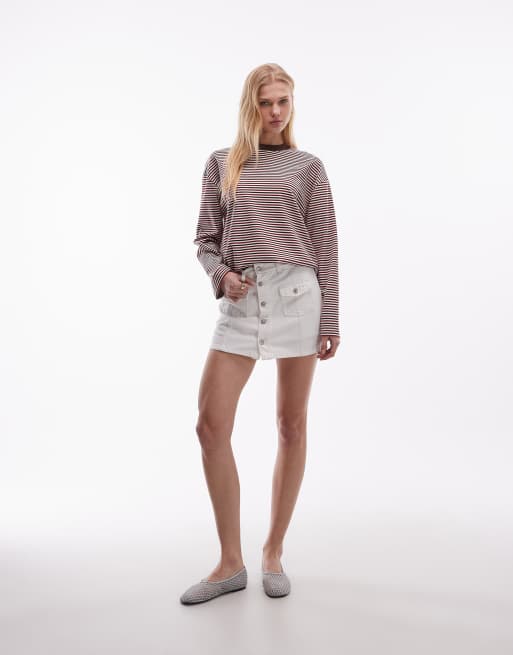 Levi's – Białe jeansowe spódnicospodnie z guzikami z przodu, 2 z 5