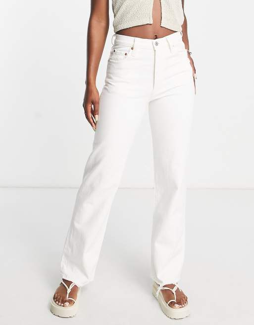 Levi's – Białe proste jeansy do kostek z wysokim stanem