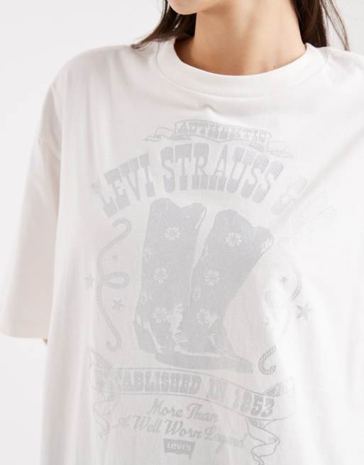 Levi's biały oversize T-shirt z nadrukiem graficznym, 3 z 4